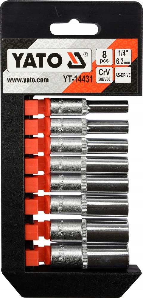 YATO - 14431 - ZESTAW DŁUGICH NASADEK 1/4" - 8 SZT.