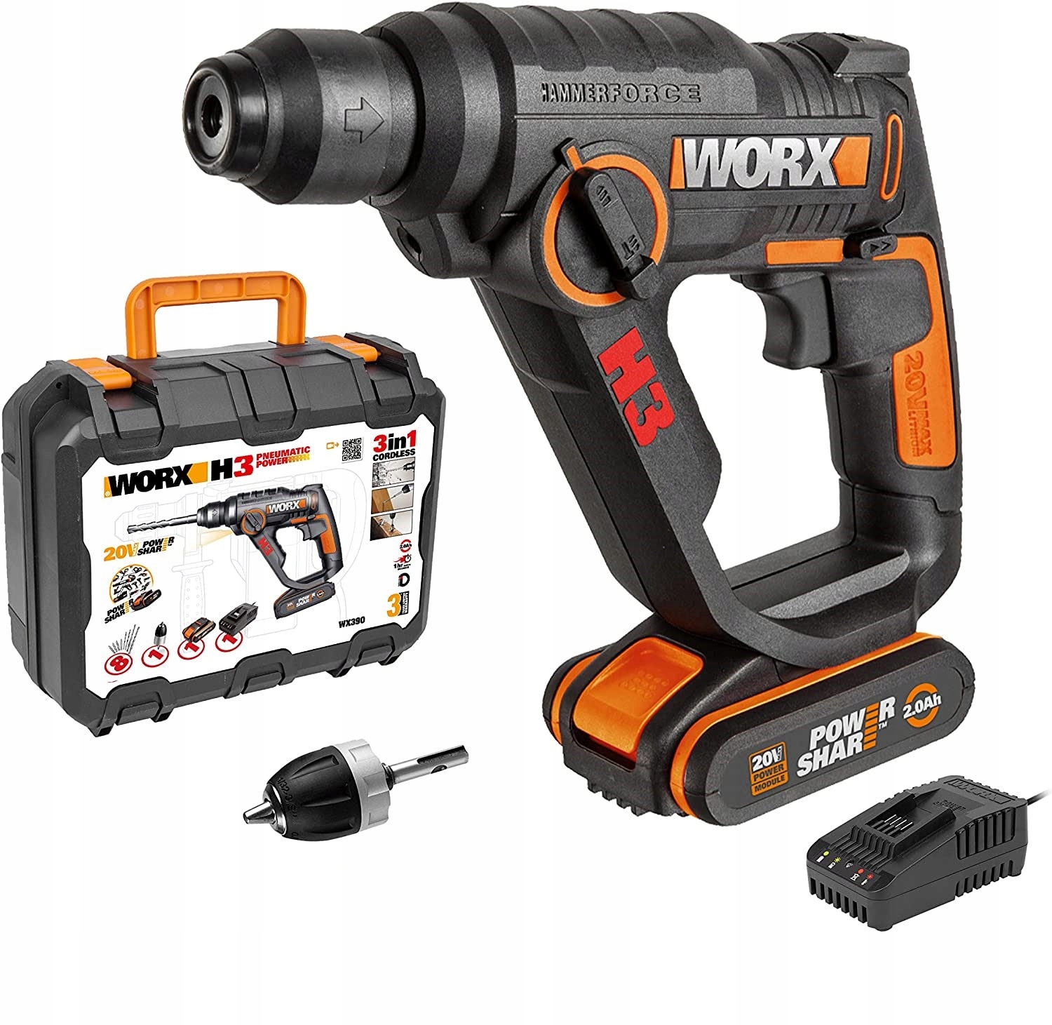 Worx WX390 Młotowiertarka Sds-plus 20V 46427