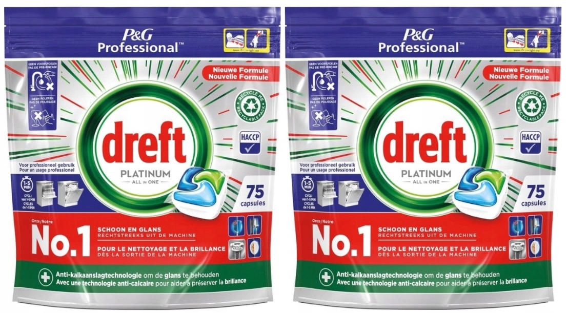 Levně Dreft Platinum Regular All in One Kapsle do myčky 150 ks 2x75