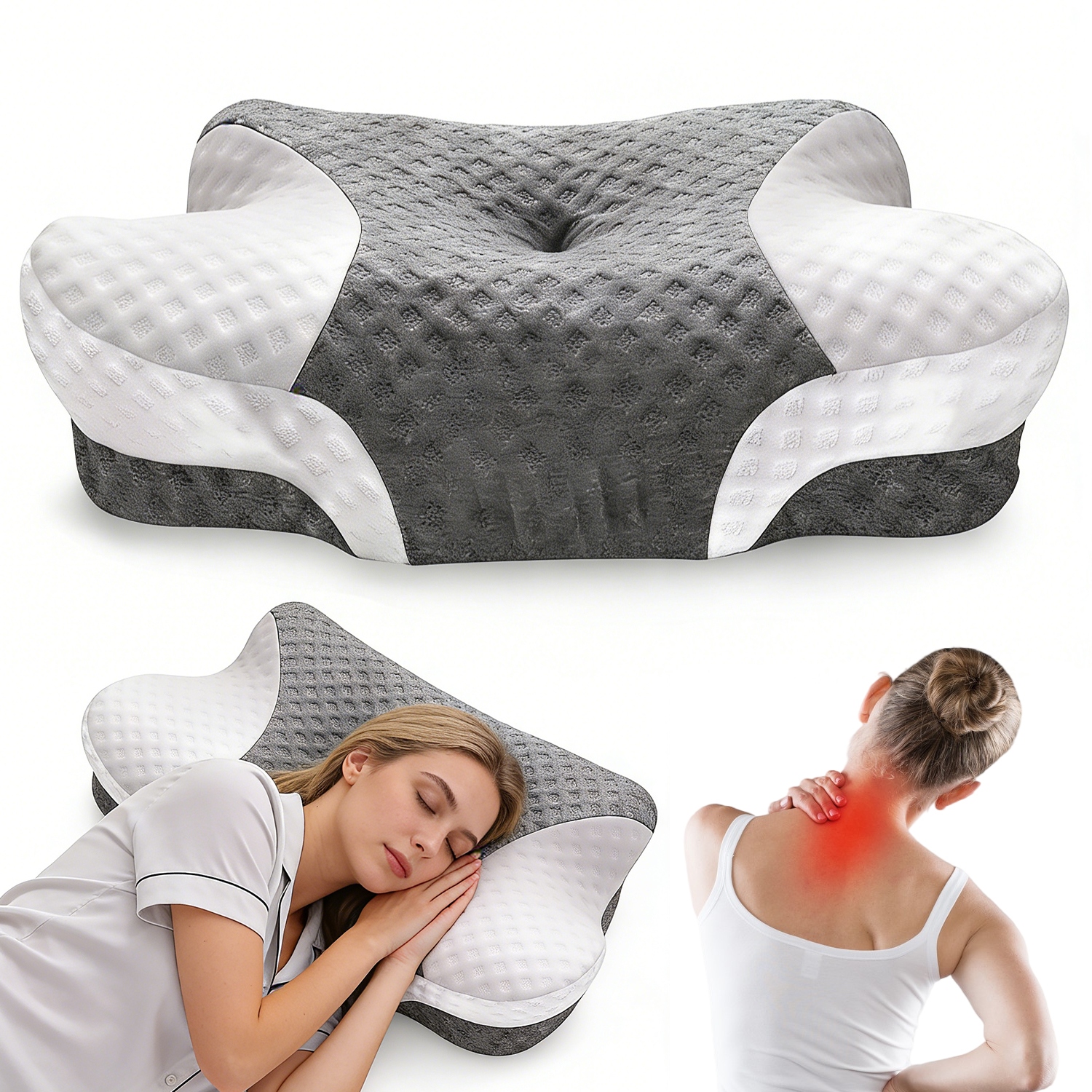 Poduszka Ortopedyczna Memory Foam 2 Wysokości Oddychająca Poszewka Na Zamek