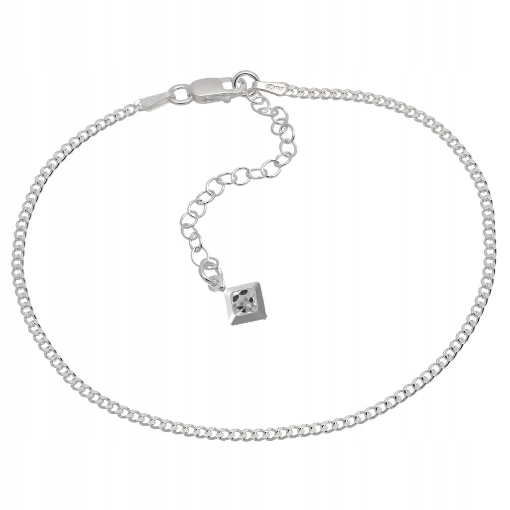 Bransoletka srebrna na nogę z cyrkonią pr.925