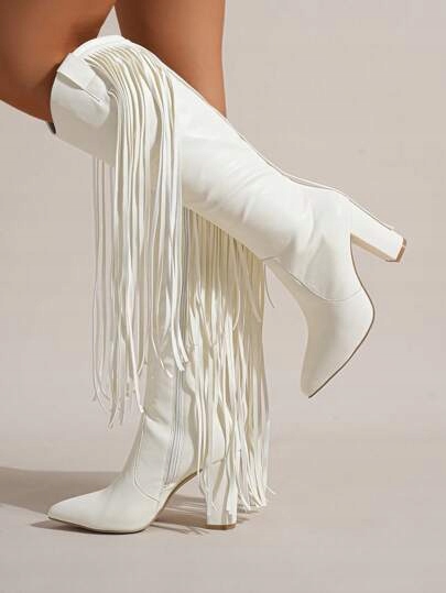 KOZAKI DAMSKIE ECRU NA ZAMEK Z FRĘDZLAMI 39,5 1ŁLA