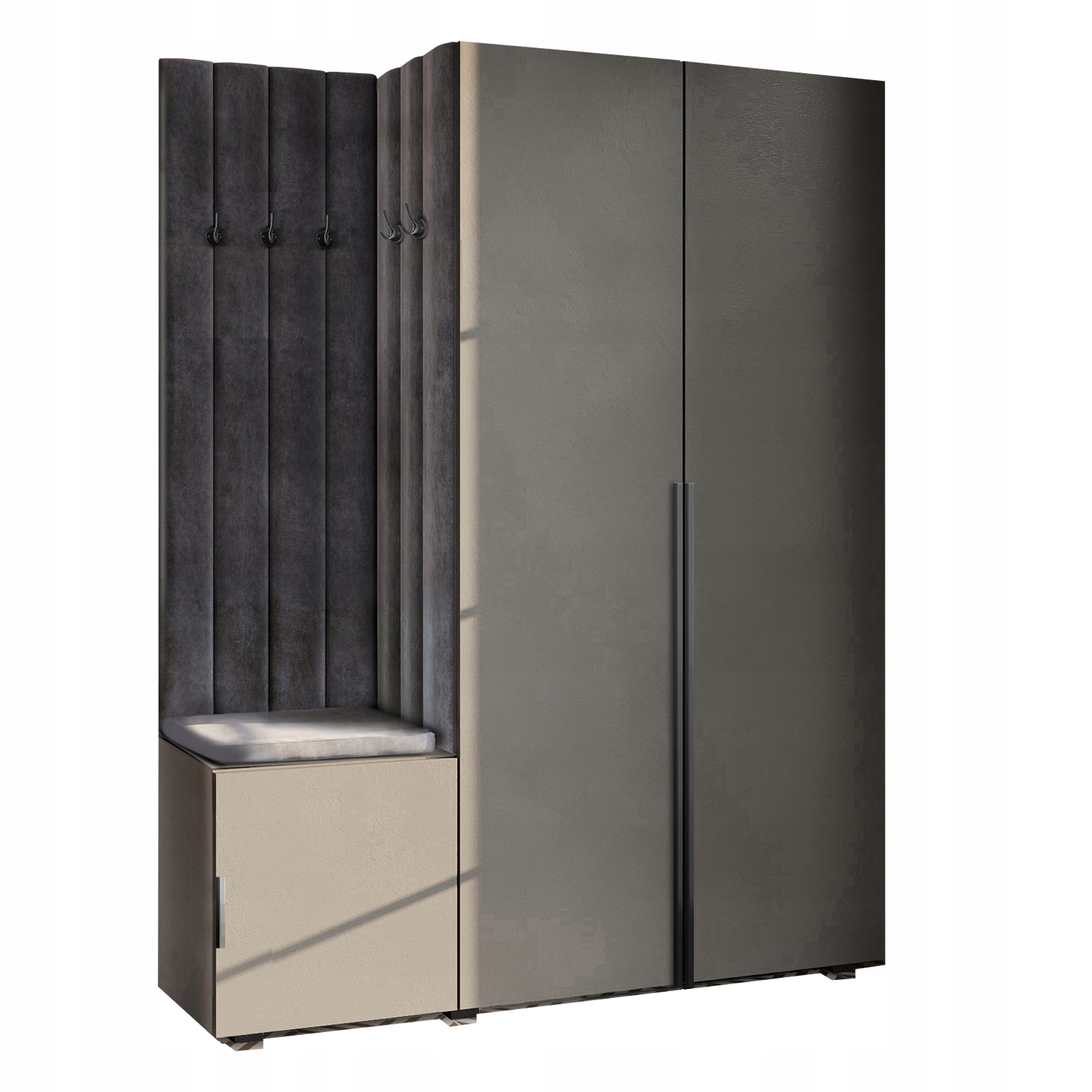 Předsíňová Skříň Do Předsíně S Sedákem, Šedá, Hexa, Černá 84