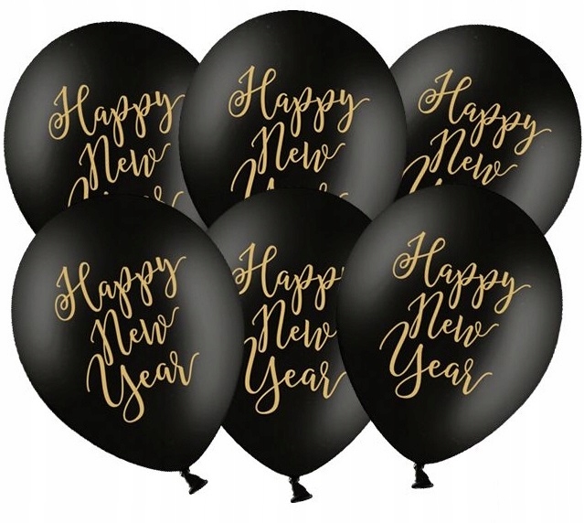 

Balony na Sylwestra czarne złote Happy New Year 50