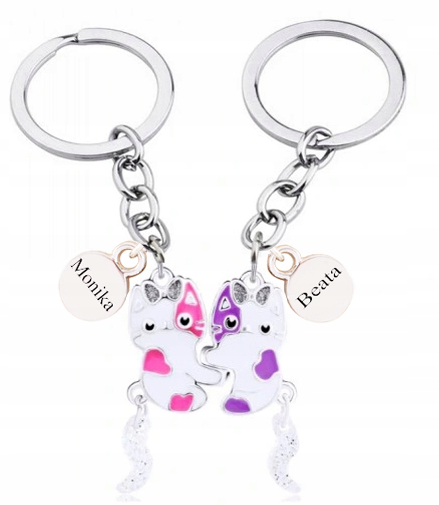 Brelok 2PRZYJACIÓŁEK Kotki Bff Grawer Imiona C1385