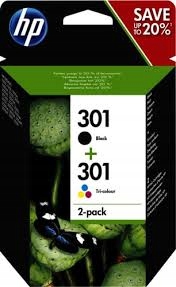 Oryginał 2-pack. Hp 301 czarny Hp 301 kolor N9J72AE 09.2026r. 2027r.