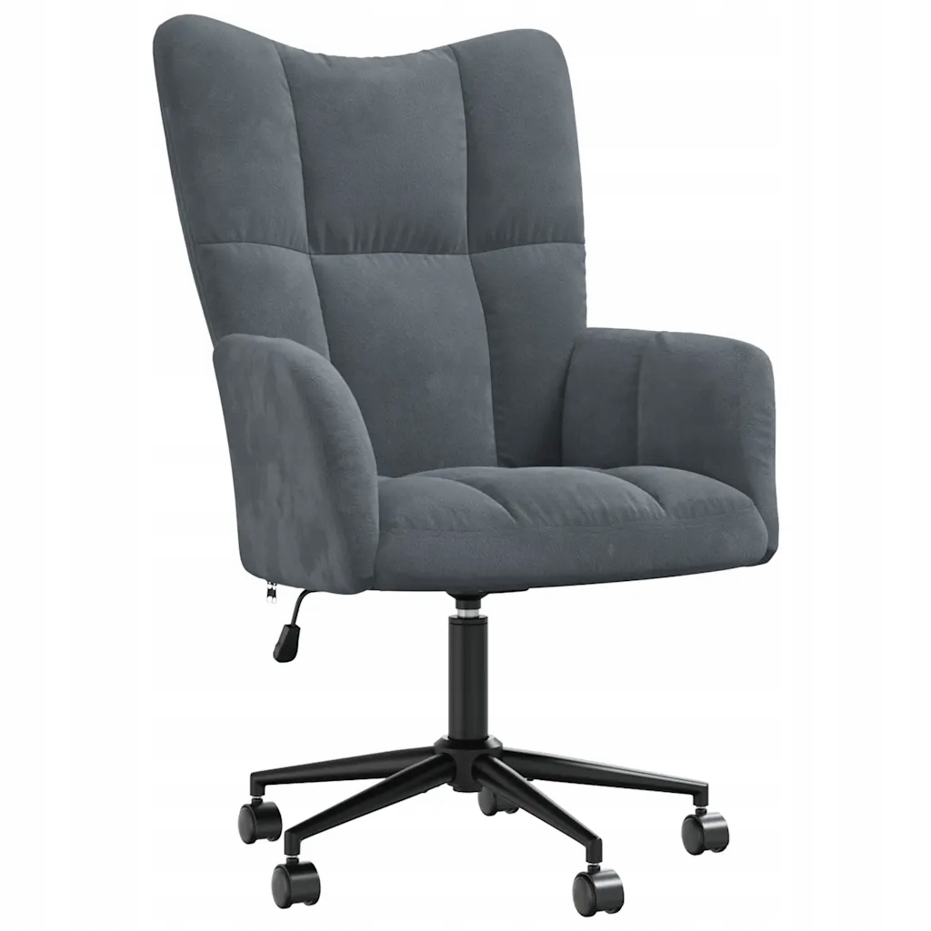 Otočné křeslo ze sametu, výškově nastavitelné, tmavě šedé, 61,5x69x(94,5-