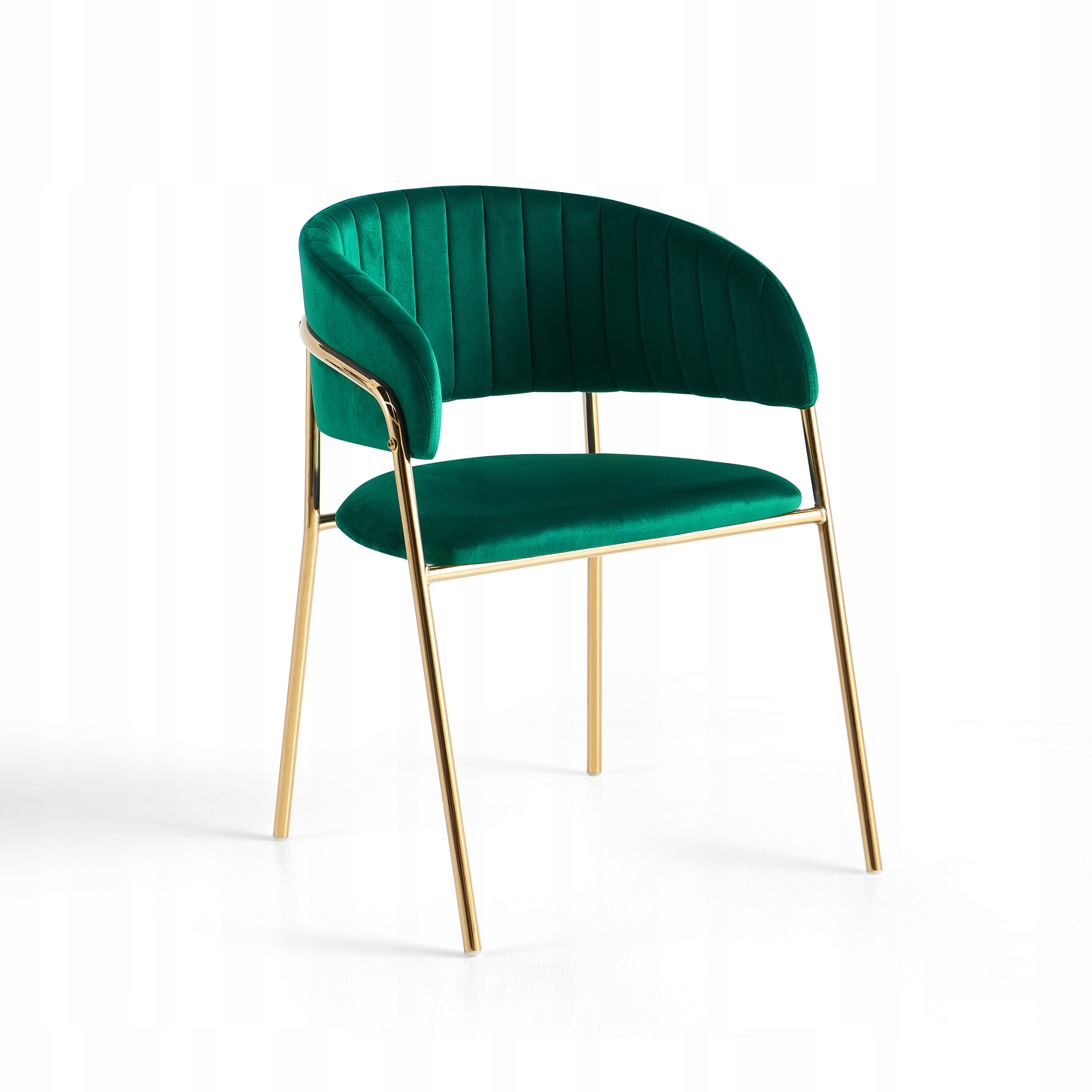 Krzesło Do Jadalni Welurowe Zielone Nowoczesne Z Złotymi Nogami Stalowymi