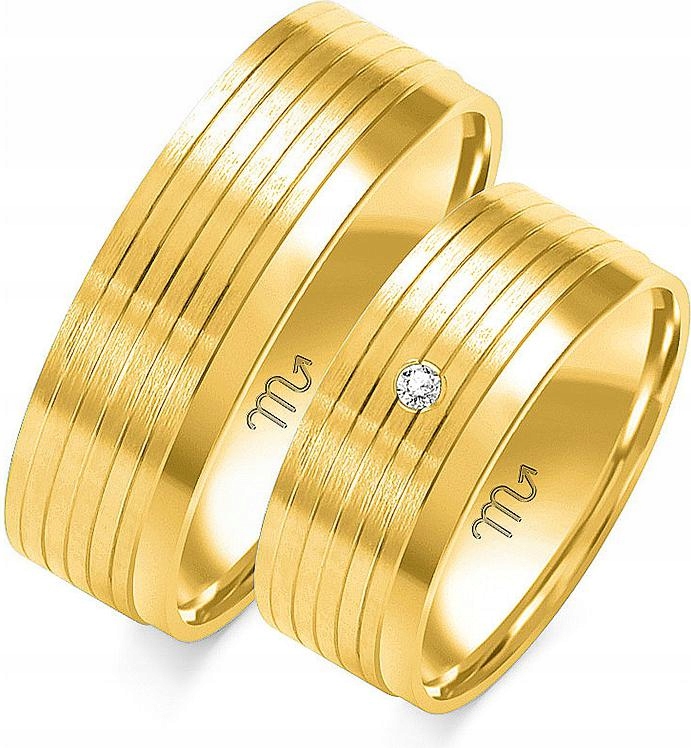 Zlaté snubní prsteny na svatba pro pár 14K 585, rok 20 21 22, jedinečná zlatá kolekce