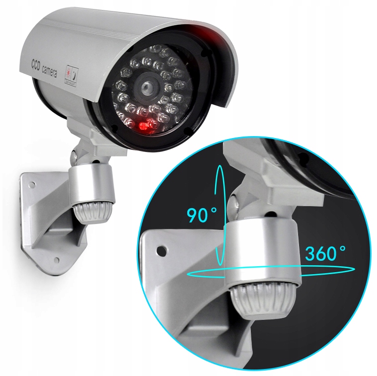 ATRAPA KAMERY IR LED ZEWNĘTRZNA NOCNA DZIEŃ Z DIODĄ LED MONITORING ŚCIENNA Rodzaj baterii AA