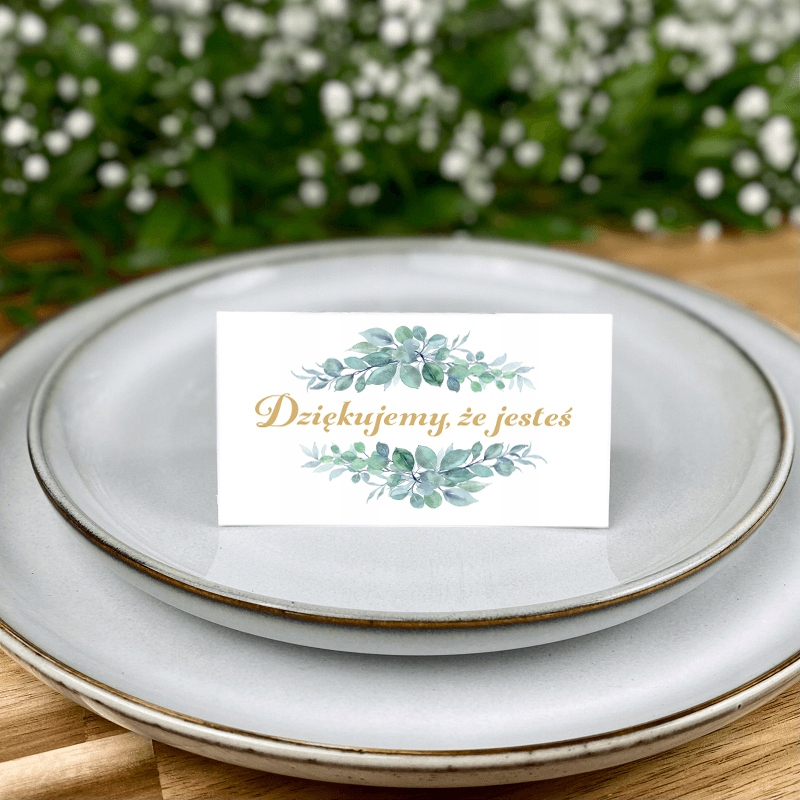 Wizytówki Winietki Eukaliptus Dziękujemy na Stół Wesele Komunia Boho 10szt. Nazwa winietki