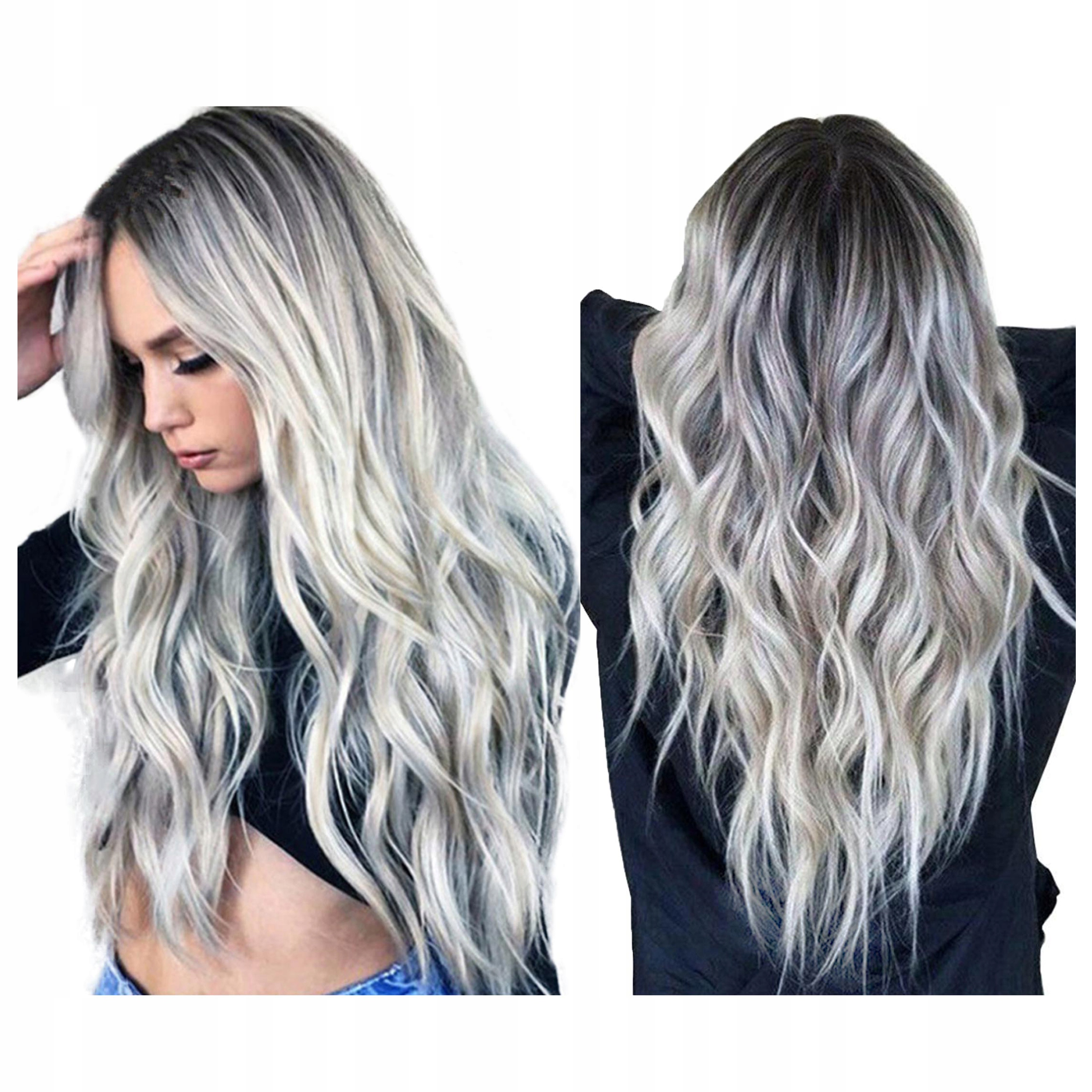 

Peruka fale Szary siwy Blond ombre czepek