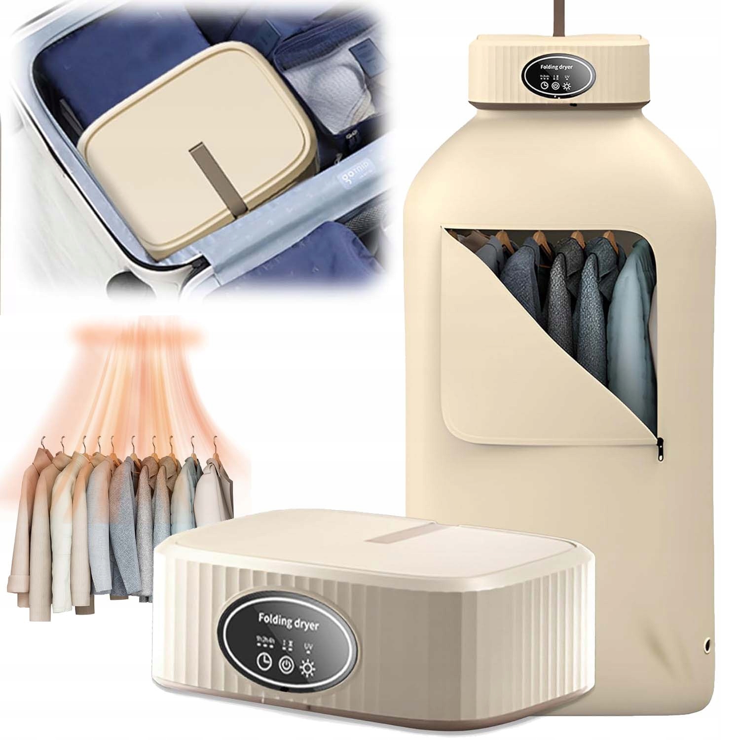 Levně 600W Mini Elektrický Sušák Na Prádlo Skládací S Časovačem