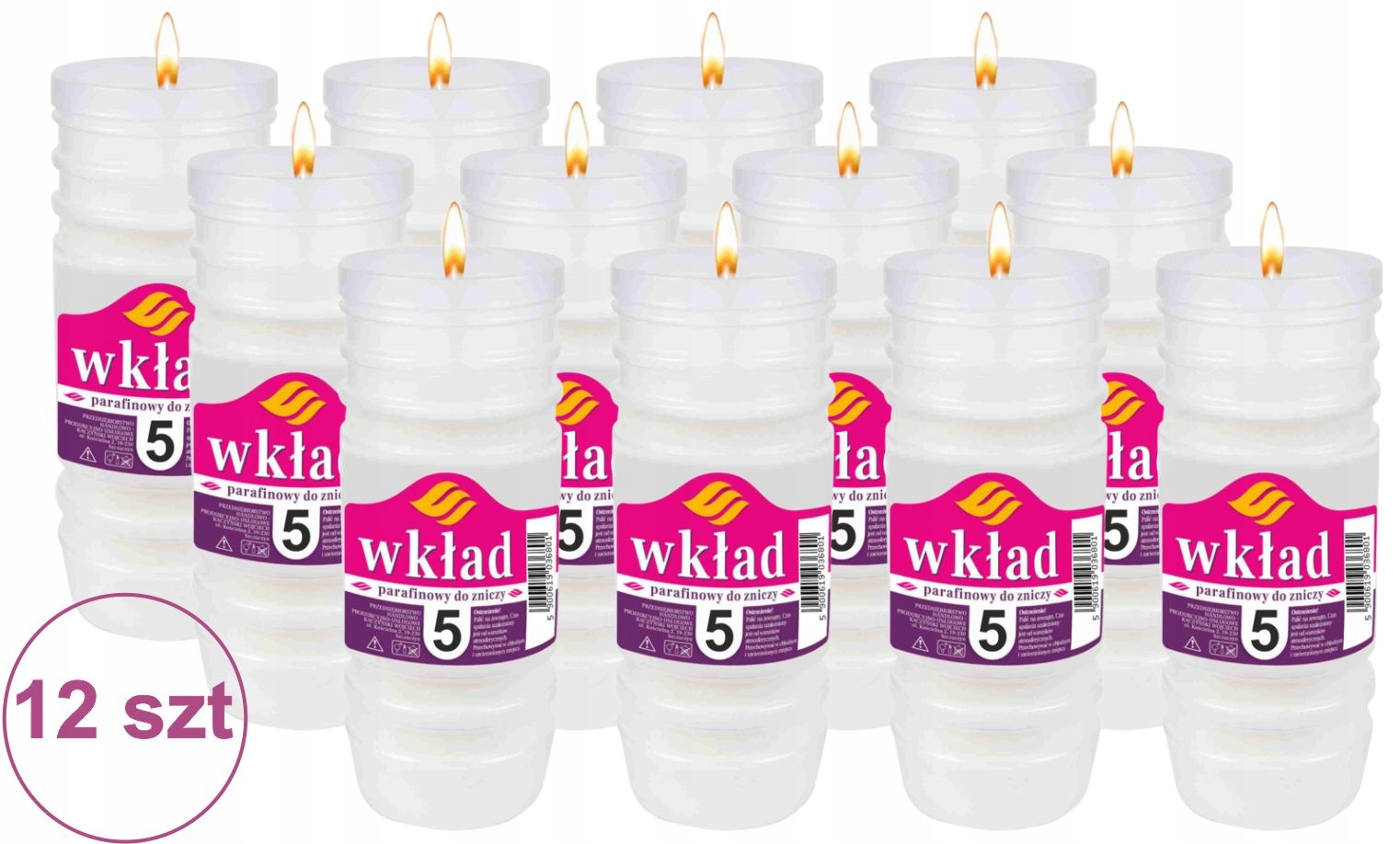 

Wkłady do zniczy 5 dni 100% parafina 12 szt