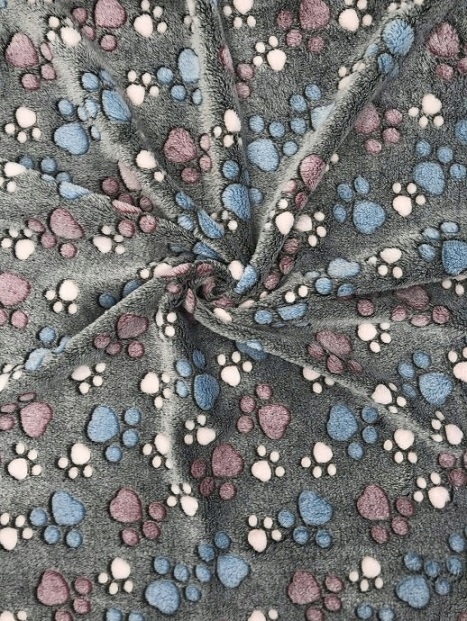 Levně Fleecová Deka pro psa kočku Deka měkká 100 x 70 cm Tlapky tmavě šedá