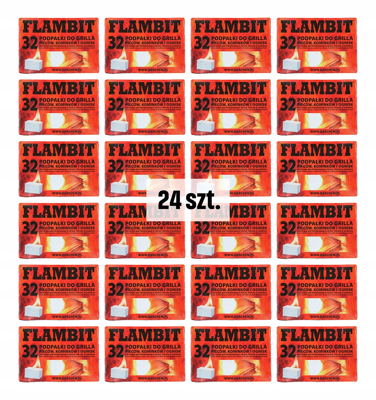 Flambit podpalovač na gril, kamna, krb, 32 kostek 24 ks sada