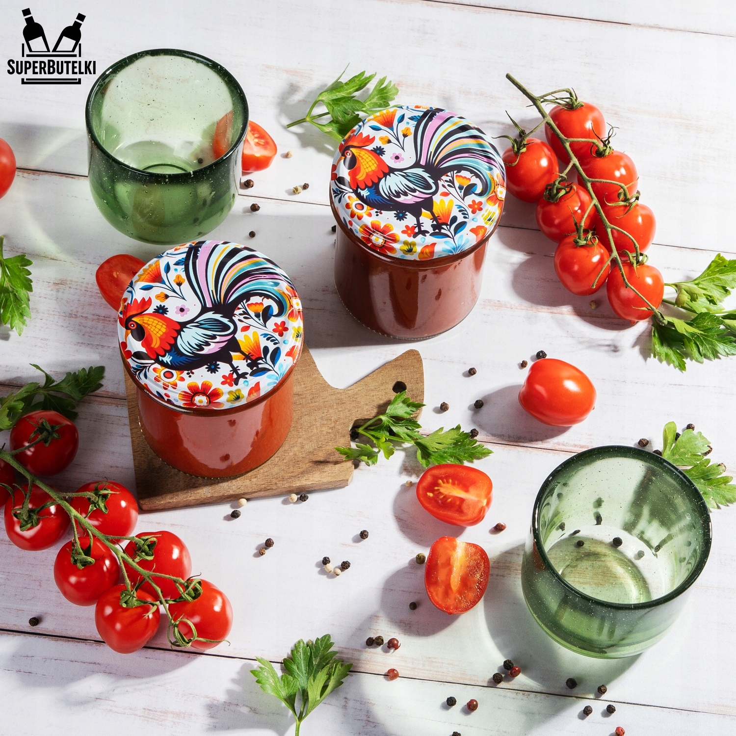 100 SZT ZAKRĘTKI DO SŁOIKÓW fi 82 mm WIECZKA NAKRĘTKI WIELOKOLOROWE FOLK Marka SuperButelki