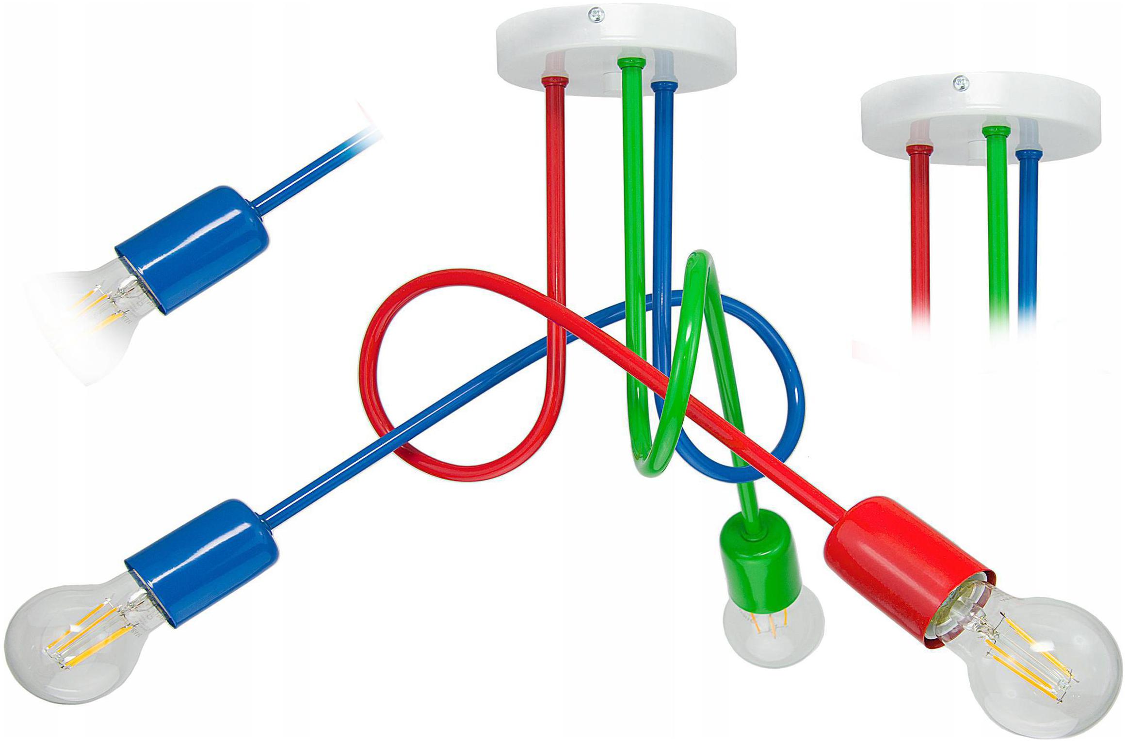 LAMPA DZIECIĘCA SUFITOWA WISZĄCA ZAKRĘCONA LED MULTIKOLOR E27 ŻYRANDOL