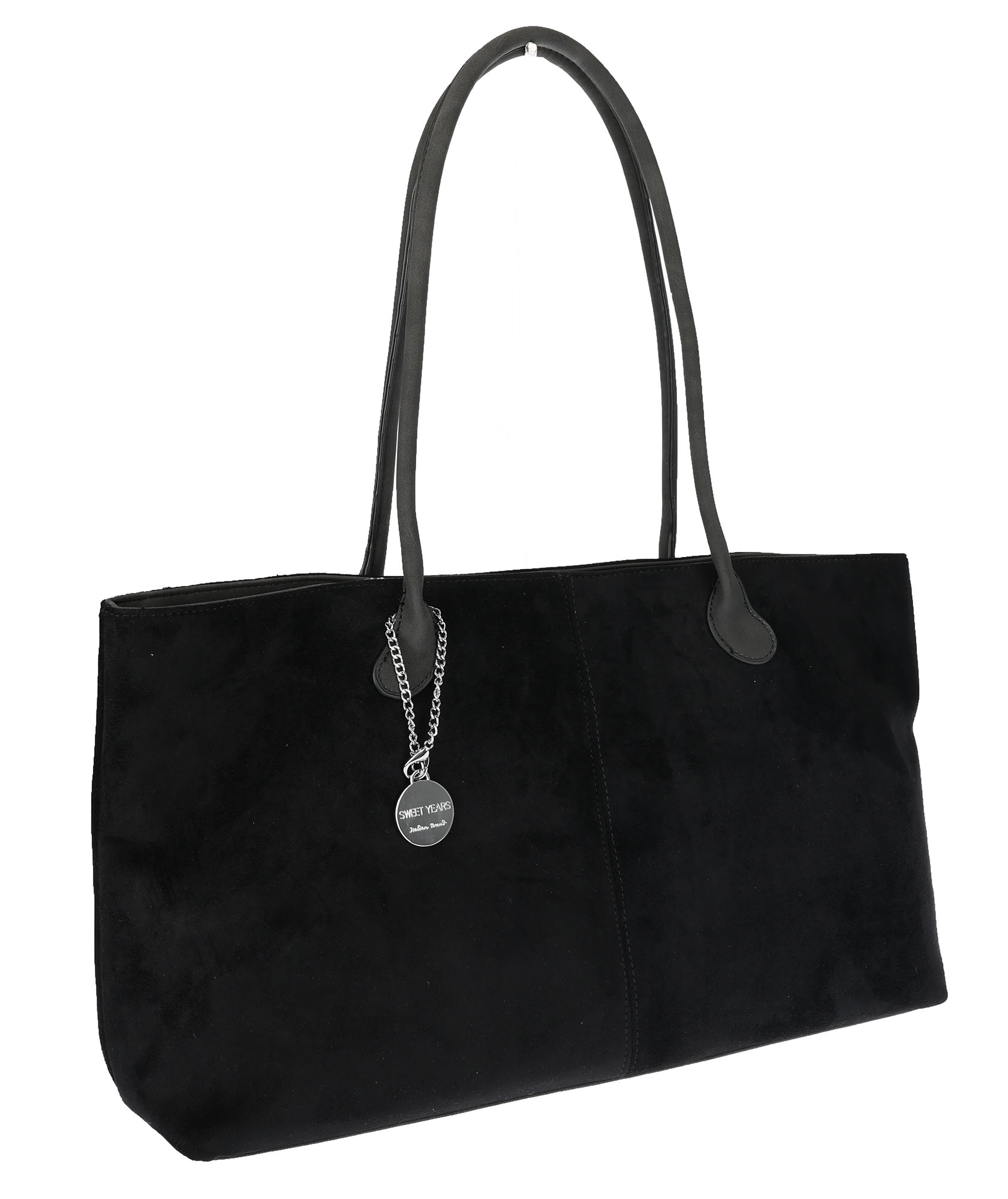 Dámská semišová kabelka shopper 2v1 elegantní lehká taška OS116 Černá
