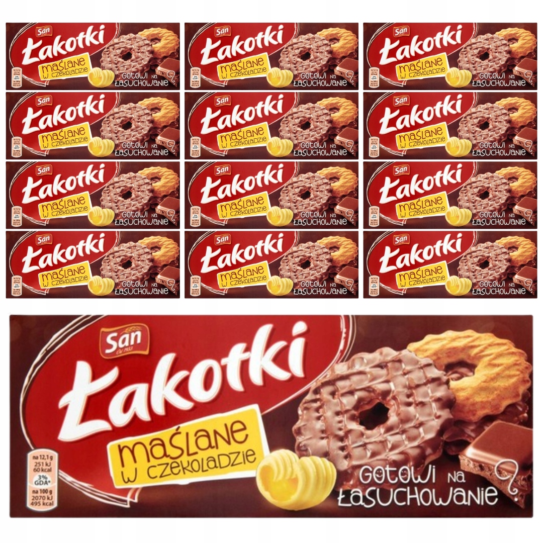 Levně San Sušenky s máslovou příchutí a mléčnou čokoládou 146 g x 12 ks