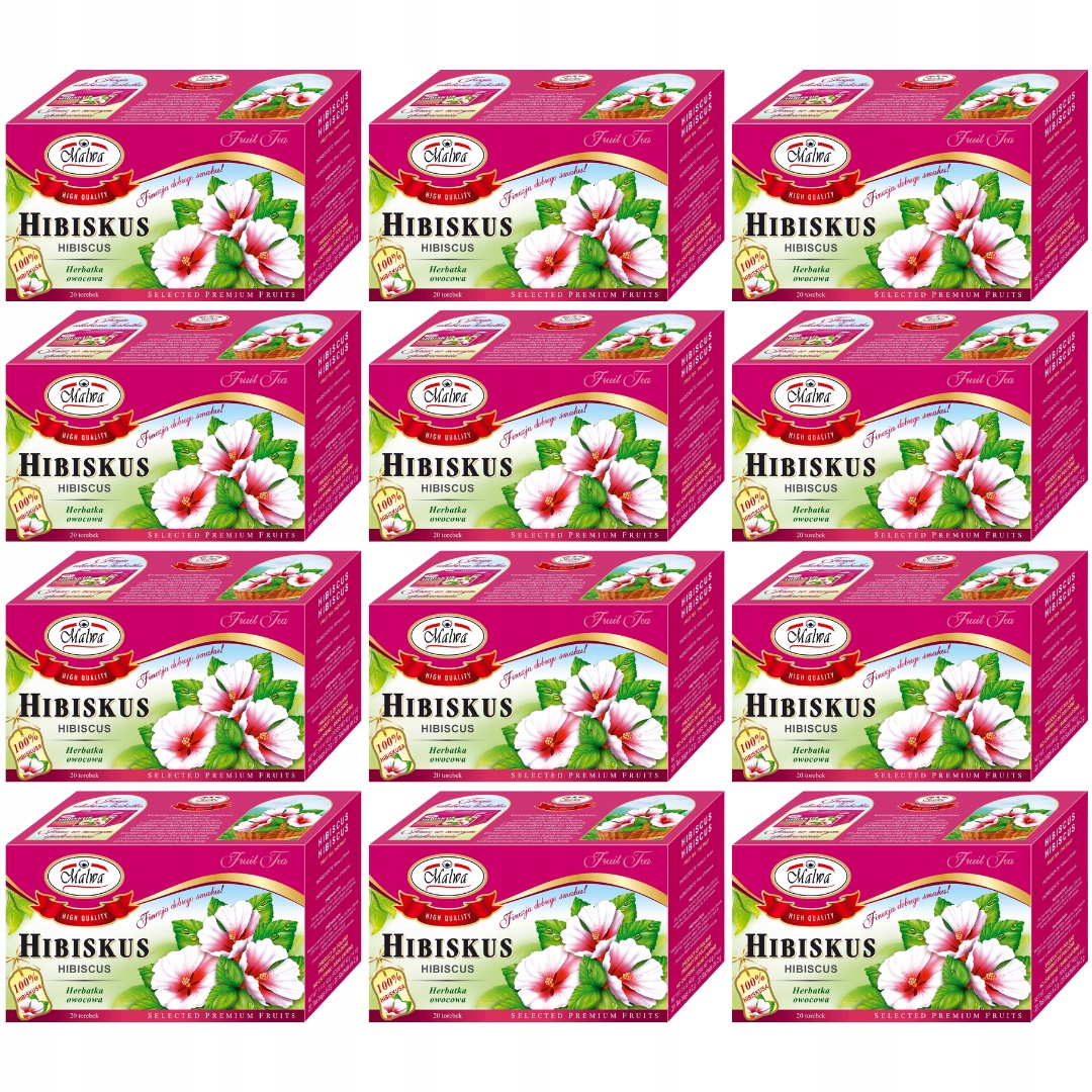 Levně Ovocný Čaj z ibišku Malwa 40 g (20 x 2 g) x 12 kusů