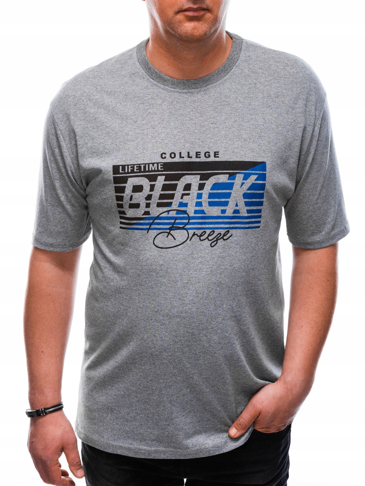 

T-shirt męski z nadrukiem 1611S szary 3XL