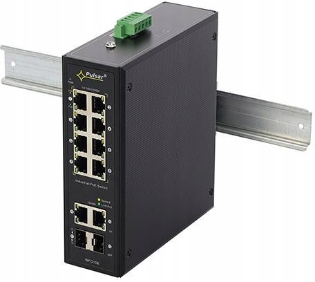 Priemyselný PoE prepínač Pulsar ISFG108 (8xPoE, 2xSFP, 2xRJ45)