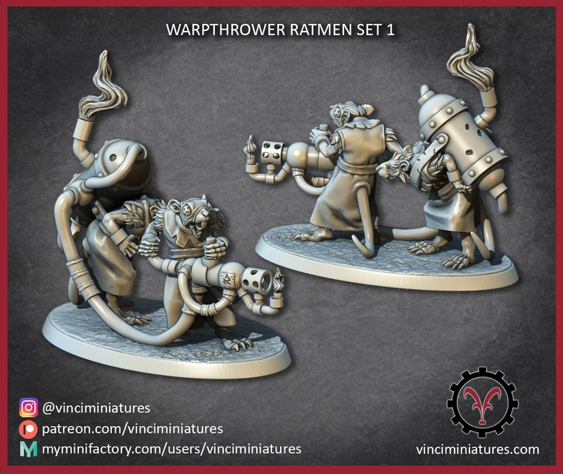 Warpthrower Ratmen #1 - Vinciminiatures - Druk 3D