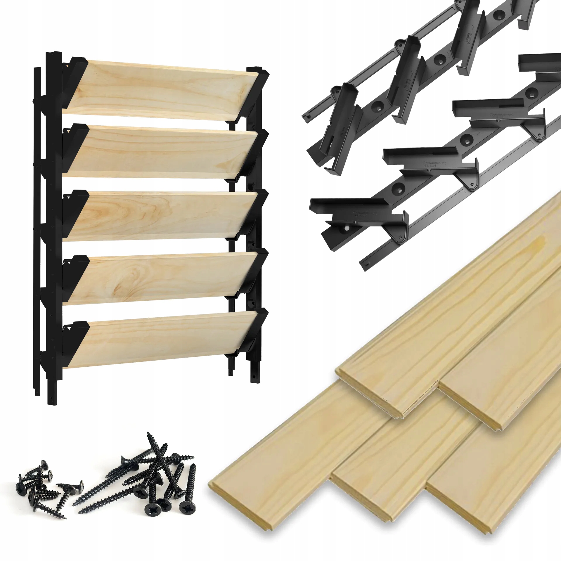 Terasové žaluzie Borovice 5 ks Shutters Systém Hdpe Pohyblivé desky Černá