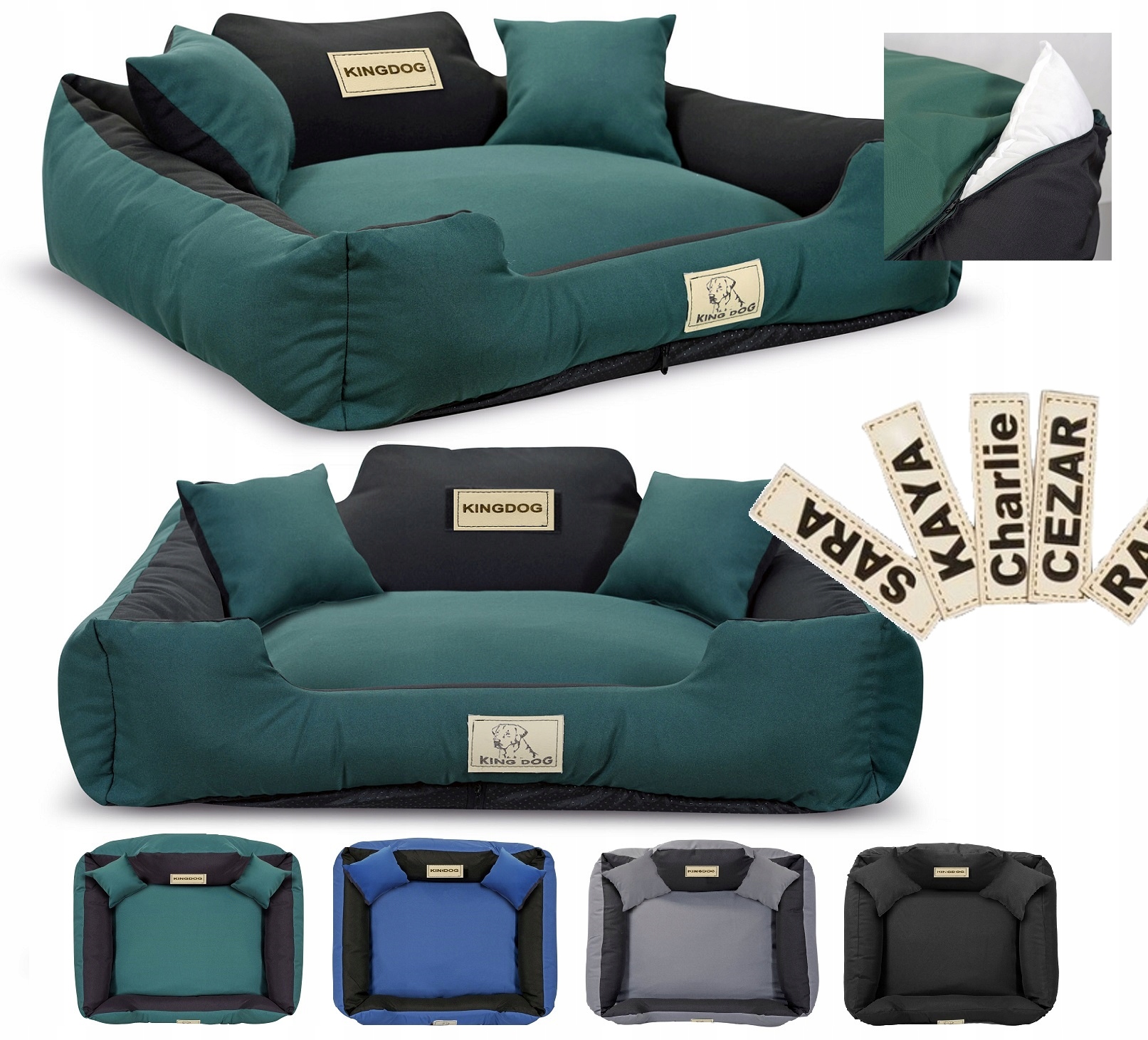 Pelíšek pro psa kotec 100 x 75 cm, personalizované, rozebíratelné, antislipové, zelené
