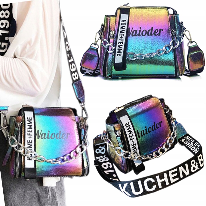 

Torebka Damska Holo mała na ramię Tęczowa pasek