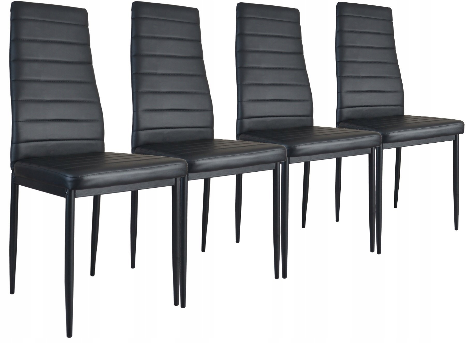 Zestaw 4 Krzeseł Brand tapicerowane czarny ekoskóra przeszywane kuchnia