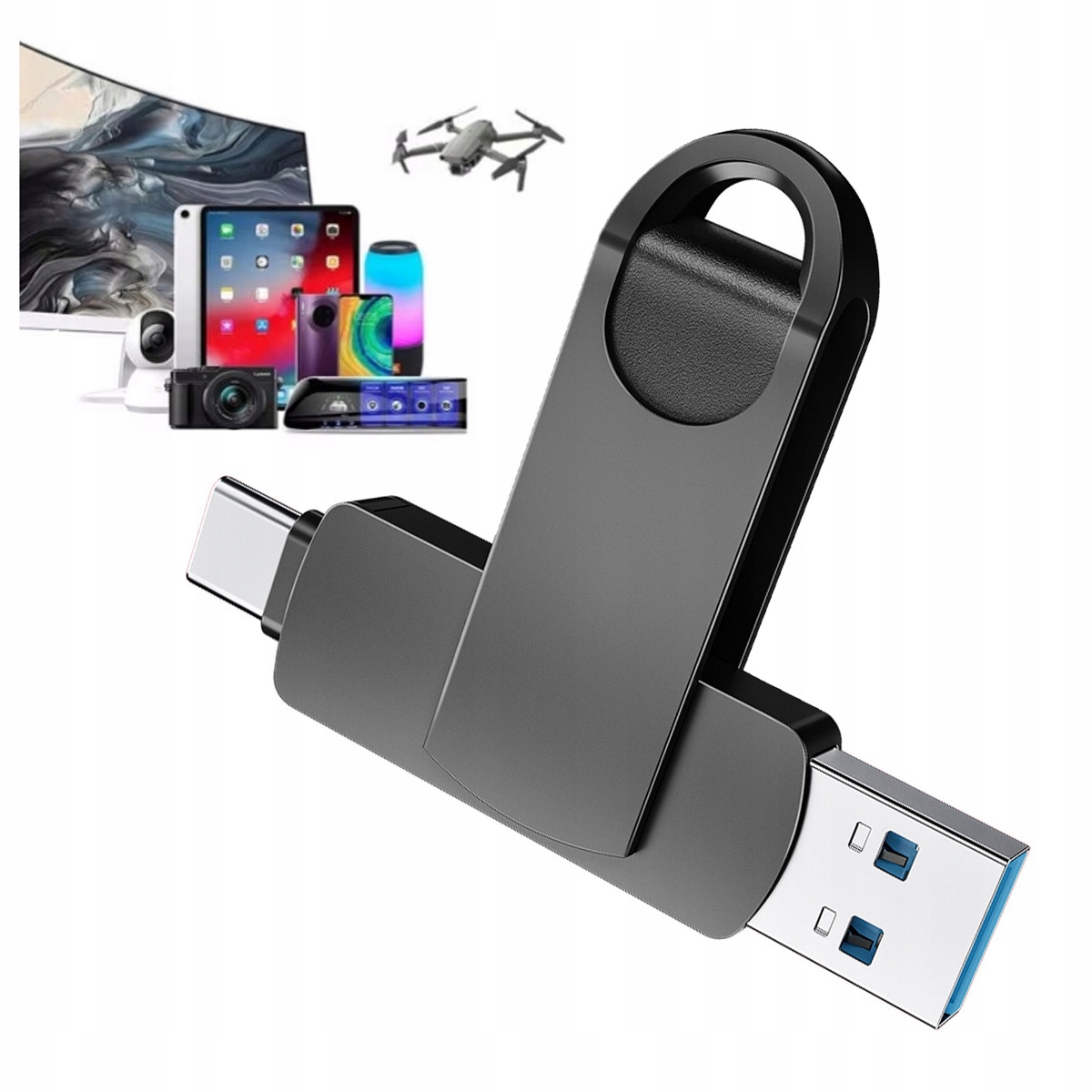 Dysk flash 2 w 1 z podwójnym Otg, odpowiedni do smartfonów i komputerów.