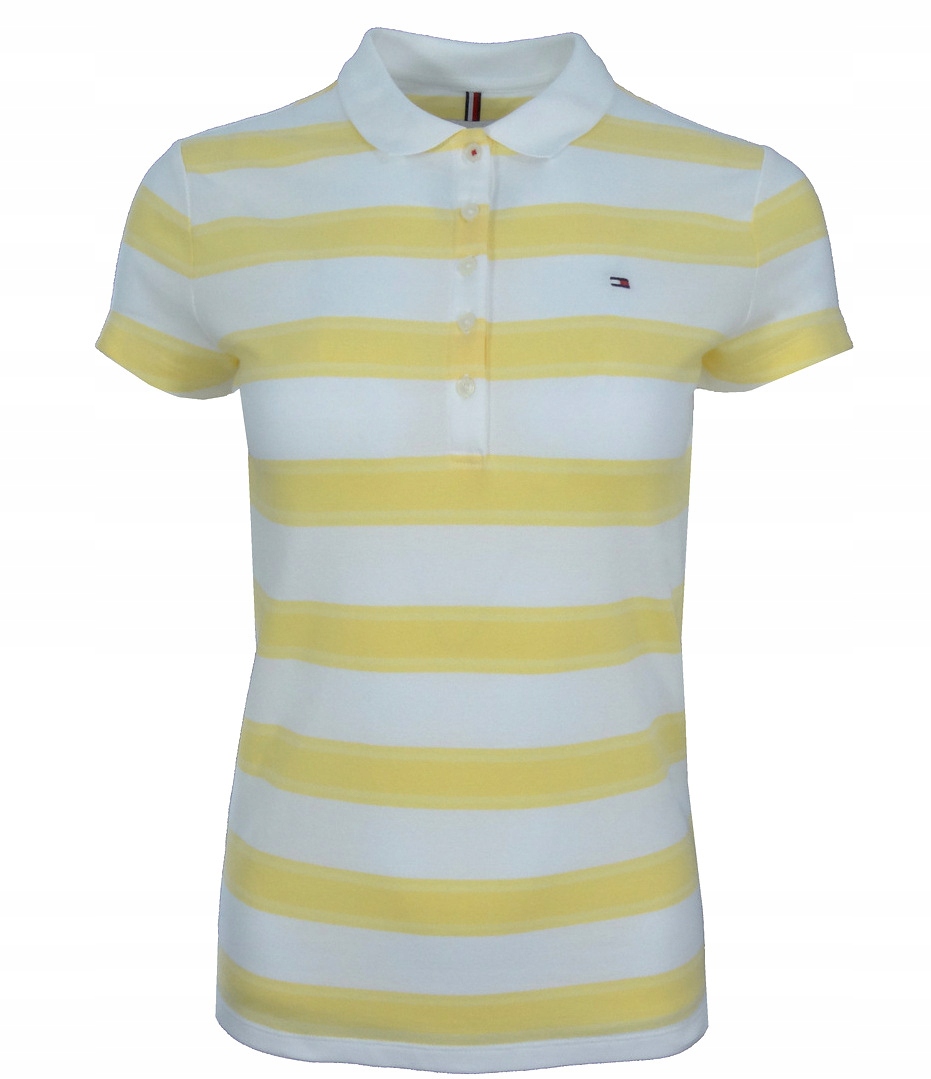 

Tommy Hilfiger polo damskie, biało-żółte paski, M