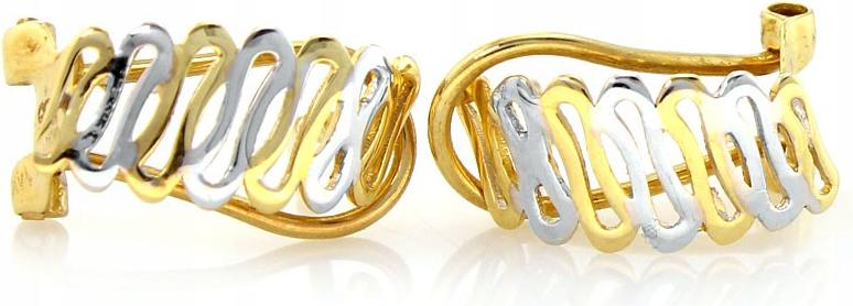 Dvoubarevné zlaté náušnice 585 moderní s bílým zlatem jako dárek