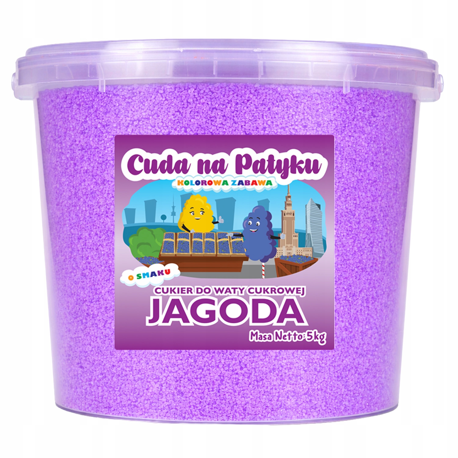 Barevný Cukr na cukrovou vatu s příchutí pro stroje 5 kg, borůvkový