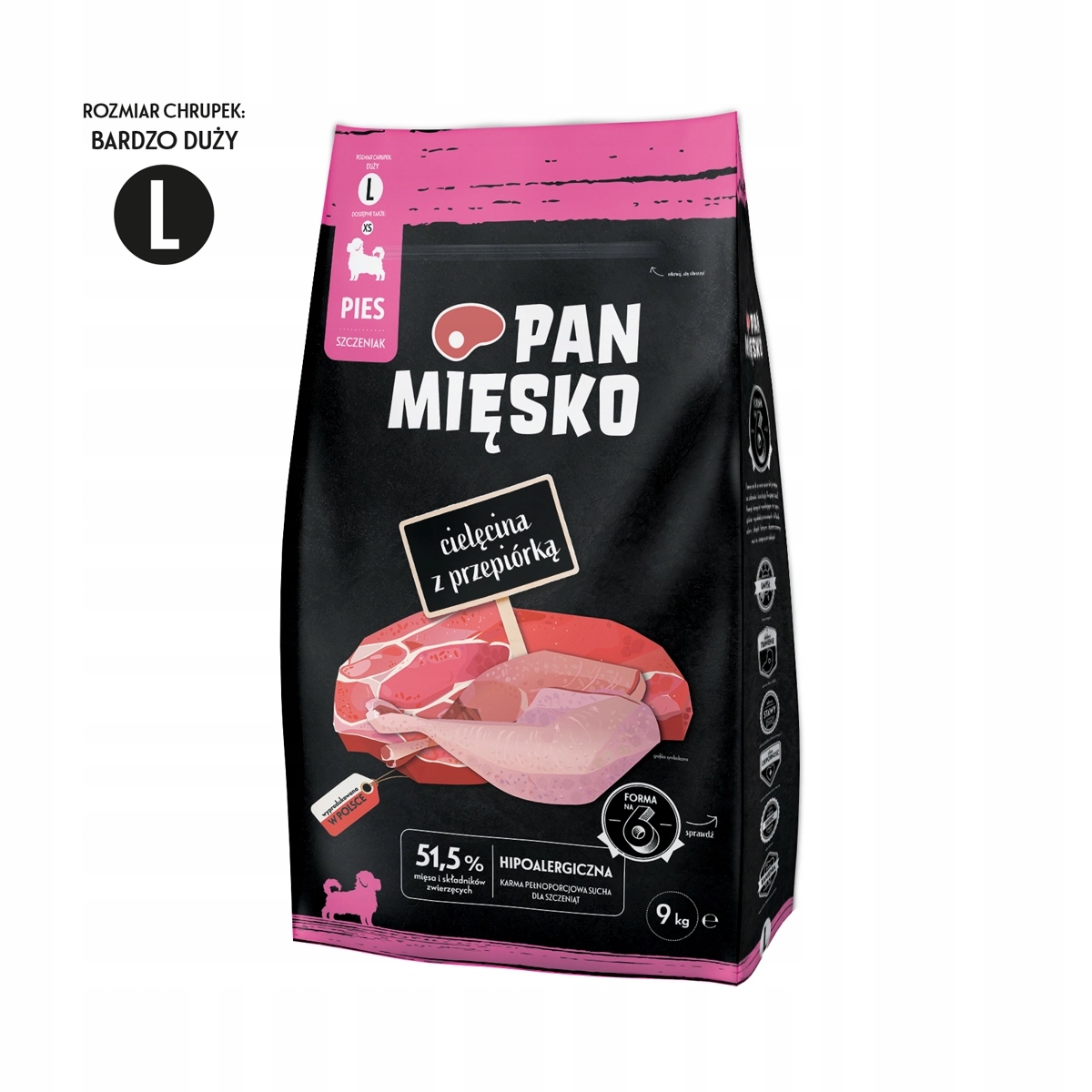 Krmivo Pro Psa Pan Mięsko Telecí maso s křepelkou pro štěňata Xs 9 kg