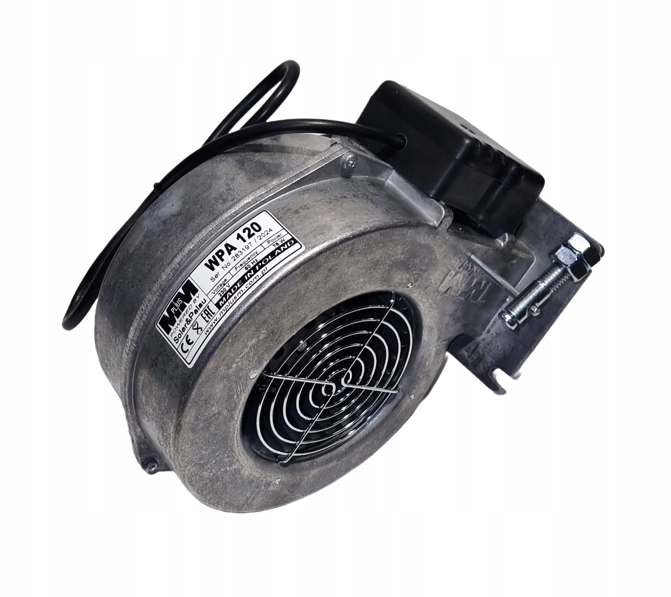 Ventilátor kotlovej pece Mplusm Wpa 120 klapka, zástrčka, tesnenie, skrutky
