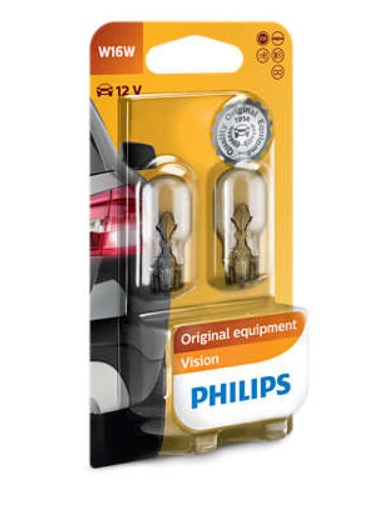 Philips Żarówka W16W 12V 16W 12067B2 Vision Blister 2SZT.