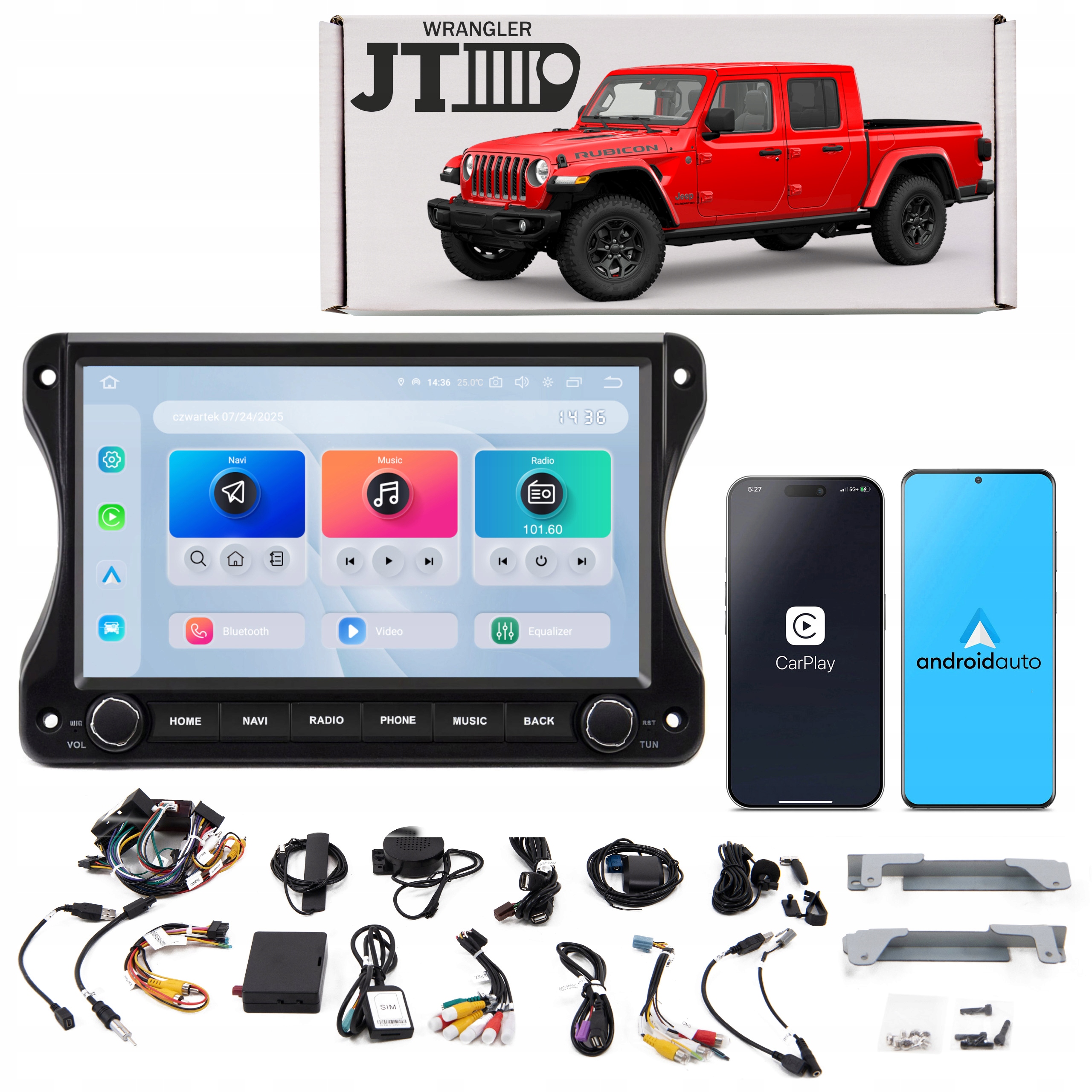 Jeep Gladiator Jt 2018-2023 Navigace 10,2" Android 13 6/64GB