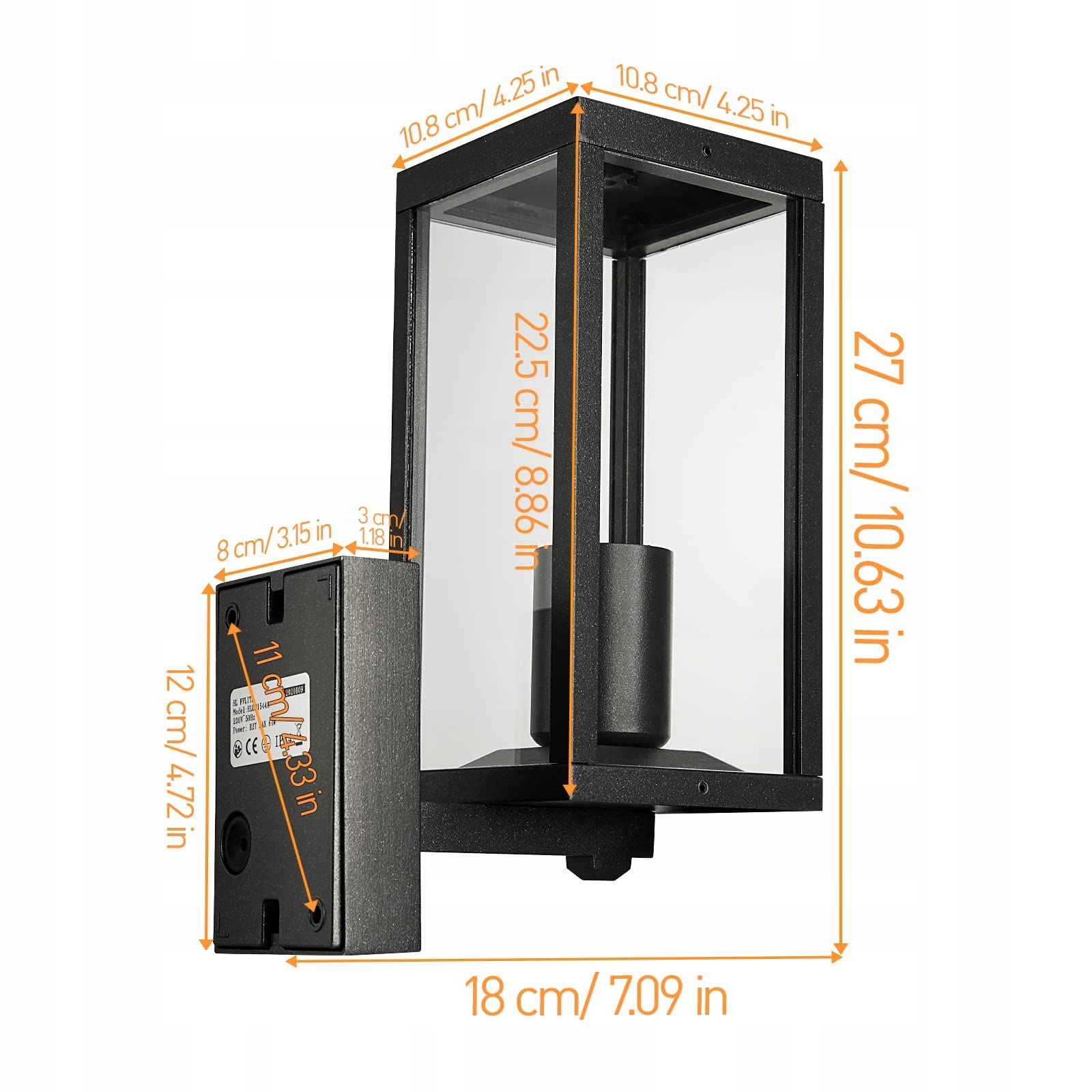 Lampa Zewnętrzna Ścienna Aluminiowa Szklana Nowoczesna E27 60W HLFVLITE — miniatura 6