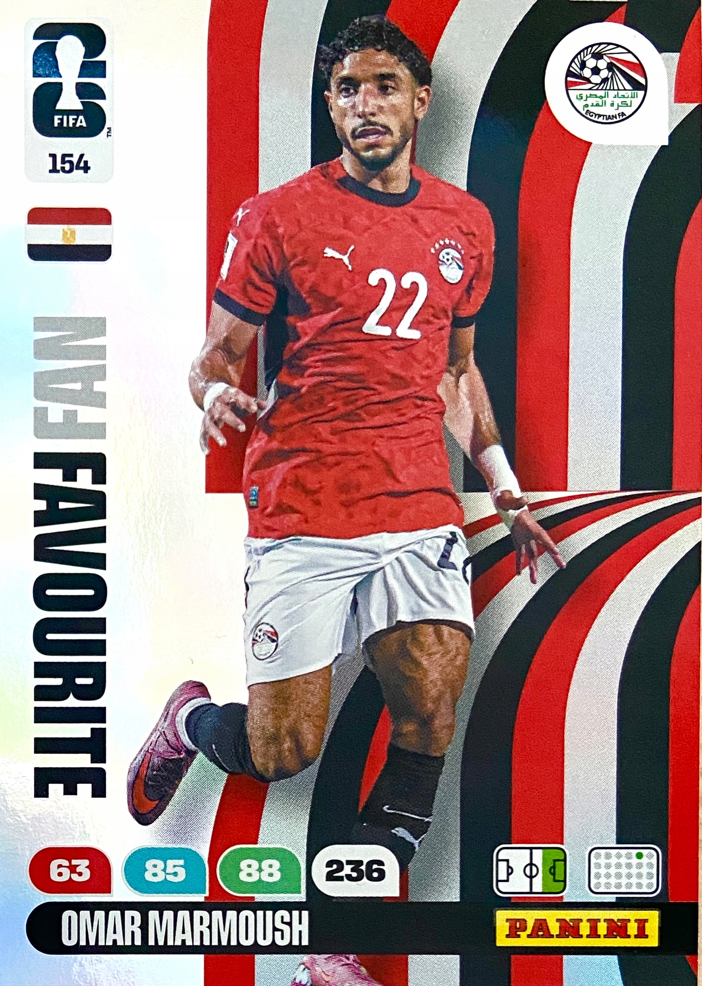 Panini Fifa World Cup 2026 karta piłkarska Fan Favourite 154 Marmoush Egipt