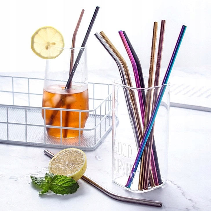 SŁOMKI RURKI METALOWE STAL WIELORAZOWE DO NAPOJÓW EKO 2 CZYŚCIKI w ETUI XXL Długość (cm) 21.5 cm