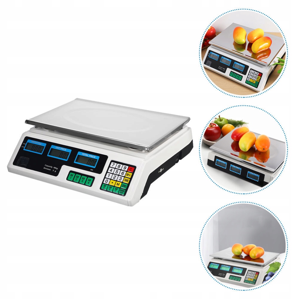 Kalkulační váha 40 kg s akumulátorem, přesnost 5 g, podsvícení