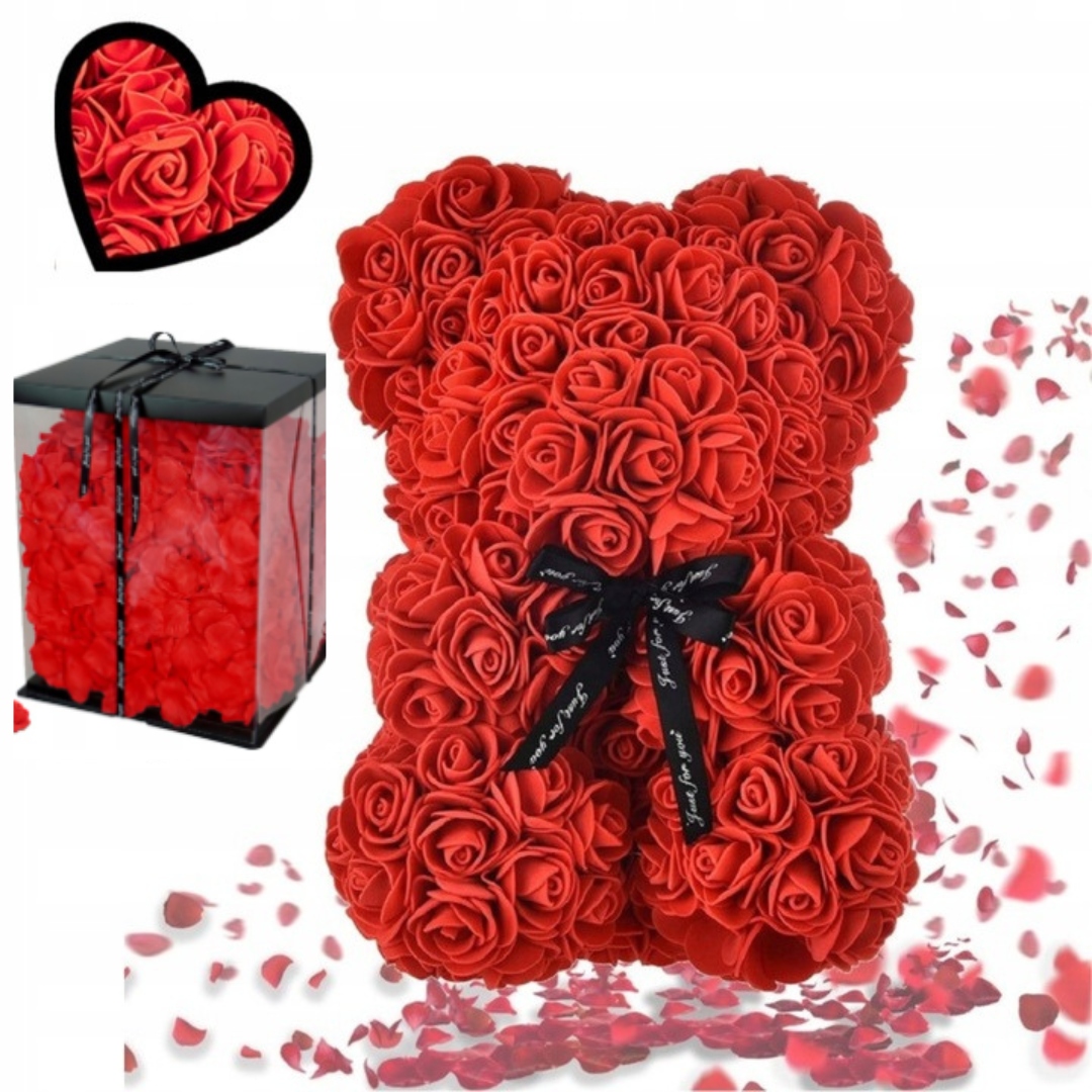 Medvedík Z Ruží Prémiový Valentínsky Darček Pre Dievča 25 CM, Výplň