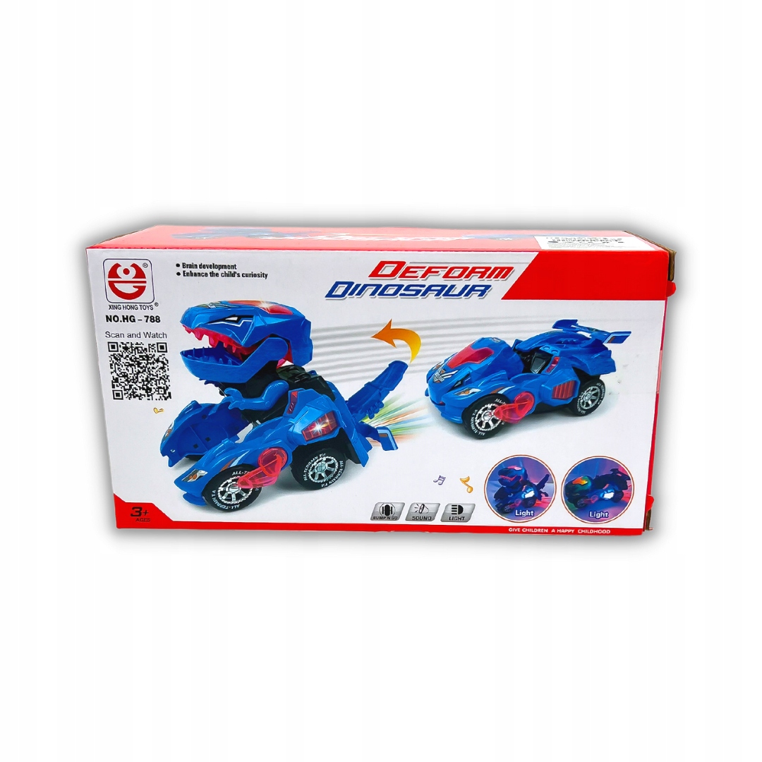 SAMOCHÓD DINOZAUR AUTO KOLORY LED DŹWIĘK JEŹDZI Model transformujący
