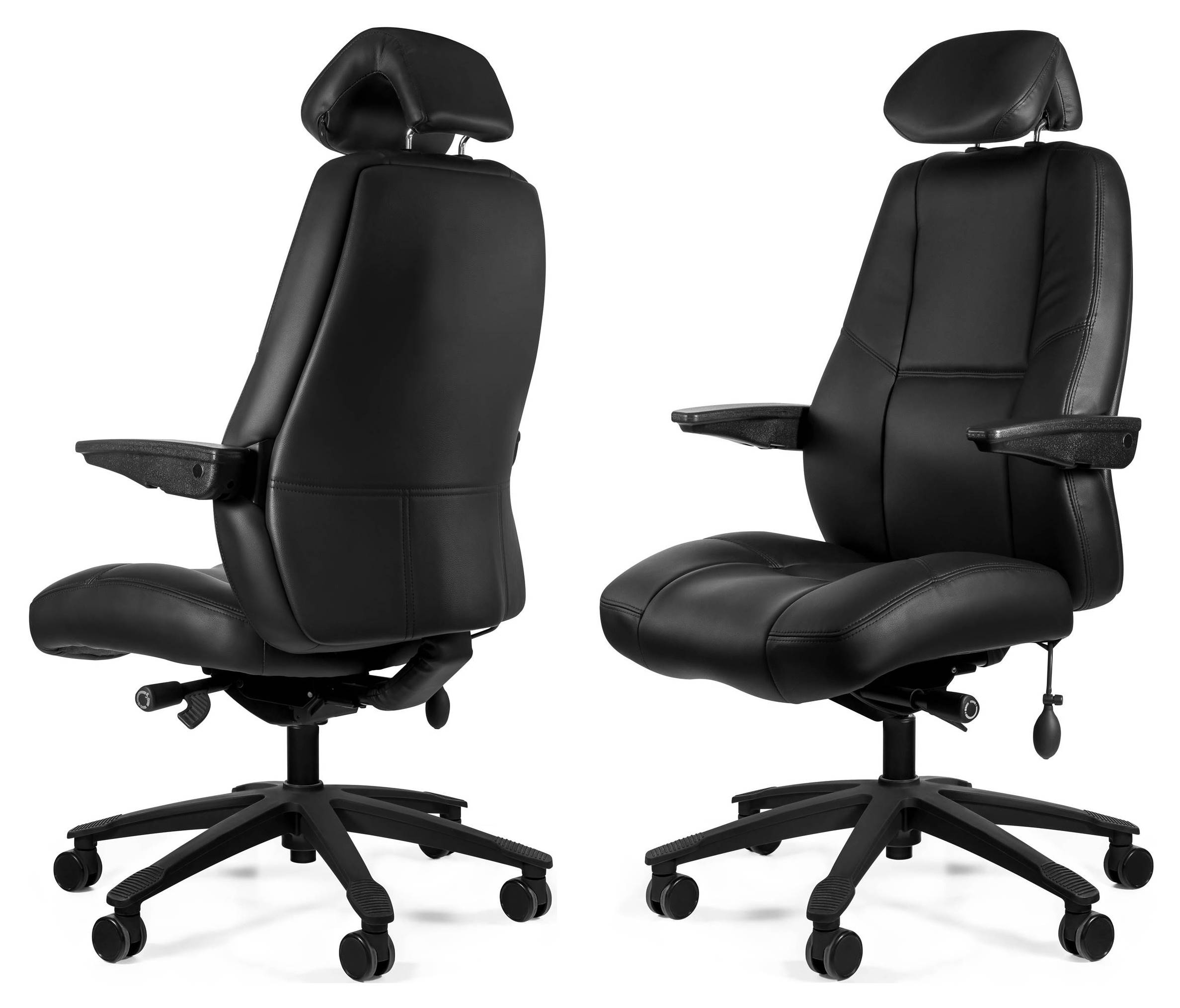 Fotel Ergonomiczny Helios Czarny Ekoskóra Biurowy Obrotowy Wysoki 150kg