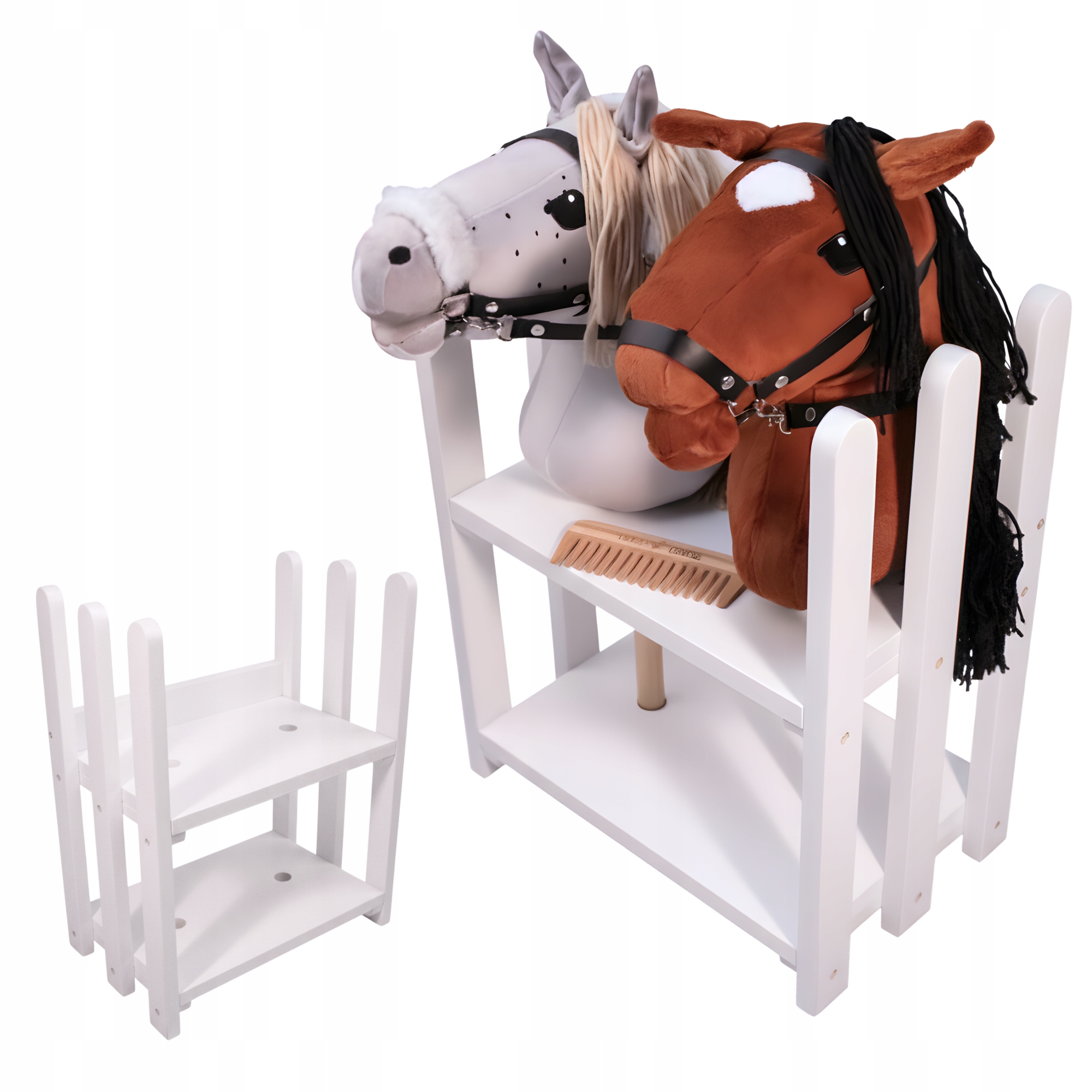 Stáj Pro Hobby Horse Koně, Stojan Pro 2 Koníky, Dřevěný Organizér Dárek