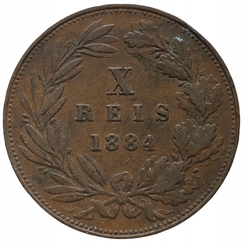 61798. Portugalia, 10 realów, 1884r.