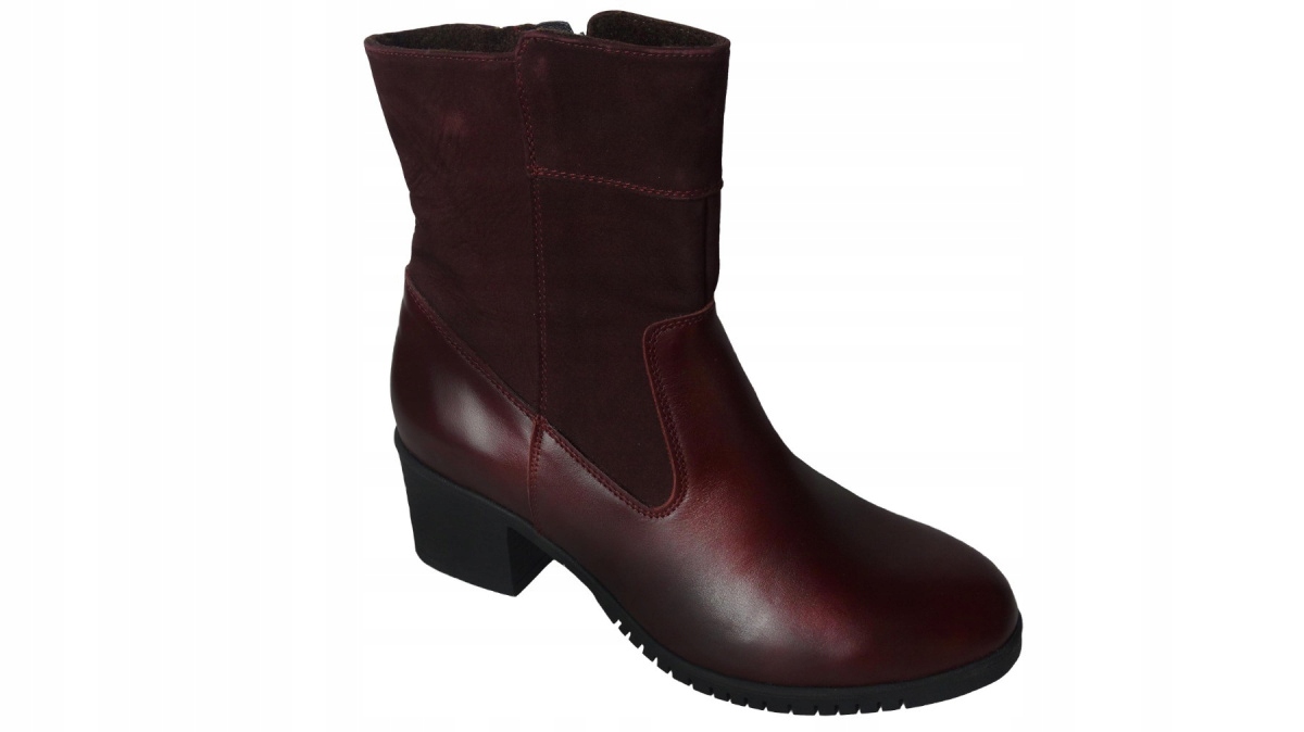 

Botki burgund na szersze obcas 6cm nr.37